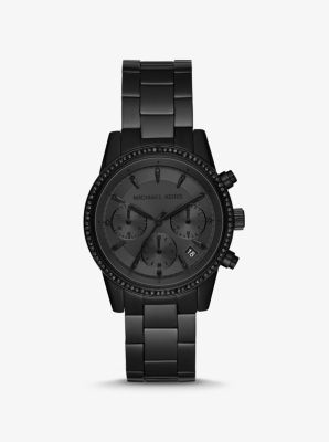 black on black michael kors watch