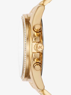 Oversized Whitney Pav Gold Tone Watch Michael Kors
