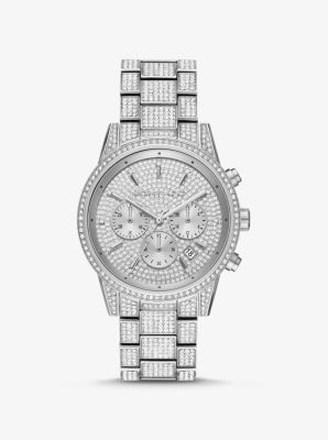 white and silver michael kors watch