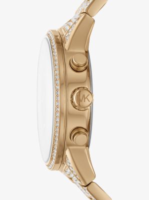 Michael kors ritz 2025 pave gold tone watch