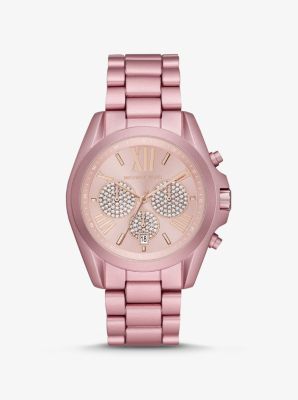 Reloj Bradshaw oversize de aluminio en tono rosa con incrustaciones image number 0