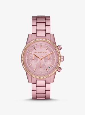 Ritz Pavé Pink-Tone Aluminum Watch | Michael Kors