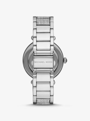 Oversized Parker Pave Silver Tone Watch Michael Kors Canada