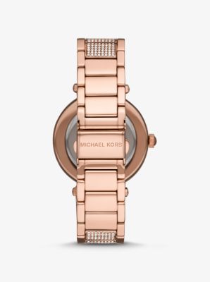 Montre Parker surdimensionn e de ton or rose pav Michael Kors