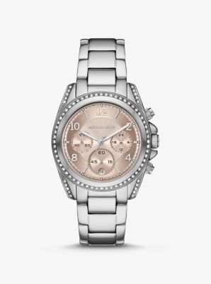 Oversized Blair Pavé Silver-tone Watch 