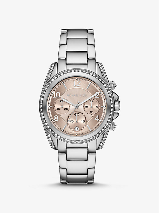 Oversized Blair Pavé Silver-Tone Watch image number 0