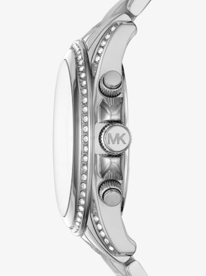 Oversized Blair Pavé Silver-Tone Watch in SILVER | Michael Kors