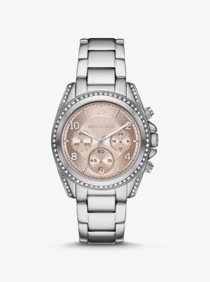 Oversized Blair Pavé Silver-Tone Watch 