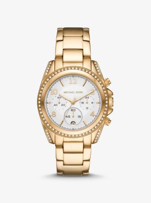 Oversized Blair Pavé Gold-Tone Watch 