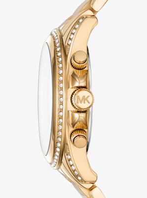Oversized Blair Pavé Gold-Tone Watch in GOLD | Michael Kors