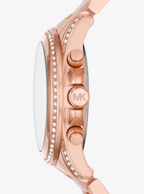 Oversized Blair Pav&eacute; Rose Gold-Tone and Acetate Watch