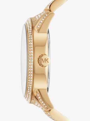 Reloj Bradshaw oversize en tono dorado con pavé image number 1