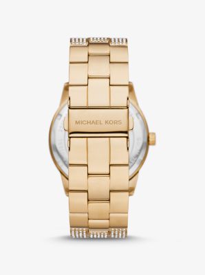 Reloj Bradshaw oversize en tono dorado con pavé image number 2
