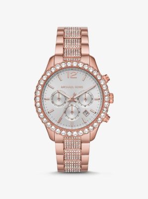 Übergroße Armbanduhr Layton im Rosé-Goldton mit Pavé image number 0