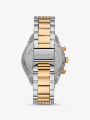 Übergroße Armbanduhr Layton im Gold- und Silberton mit Pavé-Besatz image number 2