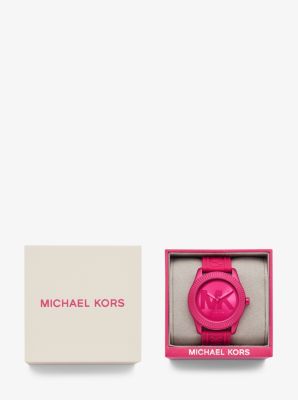 Oversized Maddye Pink-Tone and Silicone Watch