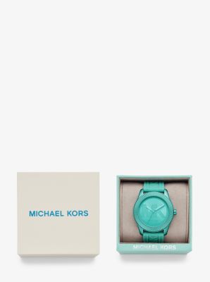 Oversized Maddye Aqua-Tone and Silicone Watch | Michael Kors