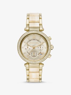 Oversized Parker Gold-Tone and Acetate Watch