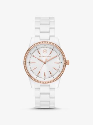 white ceramic michael kors watch