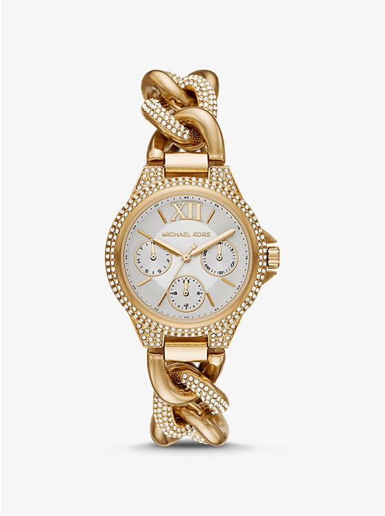 Mini Camille Pavé Gold-Tone Curb-Link Watch image number 0