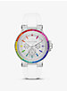 Oversized Dylan Rainbow Pavé and Silicone Watch image number 0