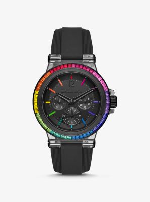 Oversized Dylan Rainbow Pavé and Silicone Watch | Michael Kors