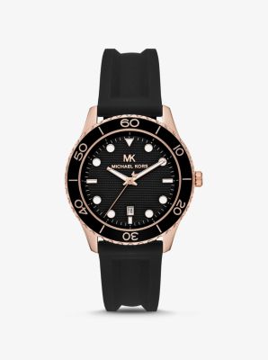black and rose gold michael kors watch