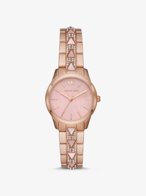 michael kors rose gold mother of pearl watch