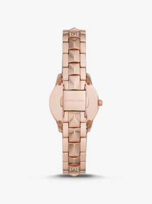 Petite Runway Mercer Pav&eacute; Rose Gold-Tone and Mother-of-Pearl Watch in ROSE GOLD | Michael Kors