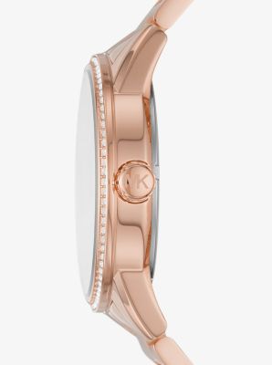 Oversized Ritz Pavé Logo Rose Gold-Tone Watch | Michael Kors