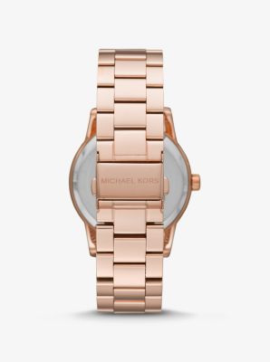 Oversized Ritz Pavé Logo Rose Gold-Tone Watch | Michael Kors