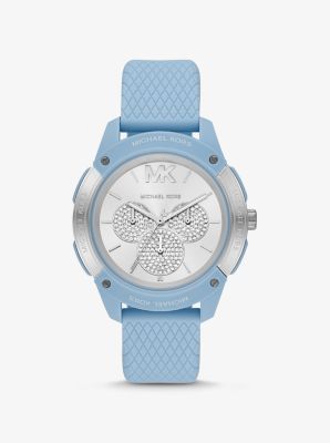 Oversized Ryder Embossed Silicone and Blue Tone Watch Michael