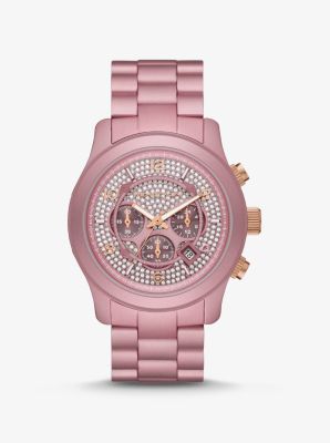 Limited Edition Oversized Runway Pavé Pink-Tone Aluminum Watch | Michael  Kors