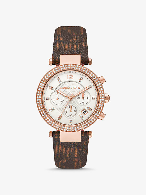Oversized Parker Pavé Rose Gold-Tone and Logo Watch image number 0