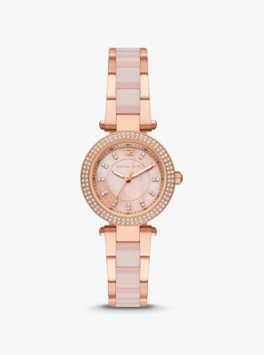 Mini Parker Pavé Rose Gold-Tone and Acetate Watch image number 0