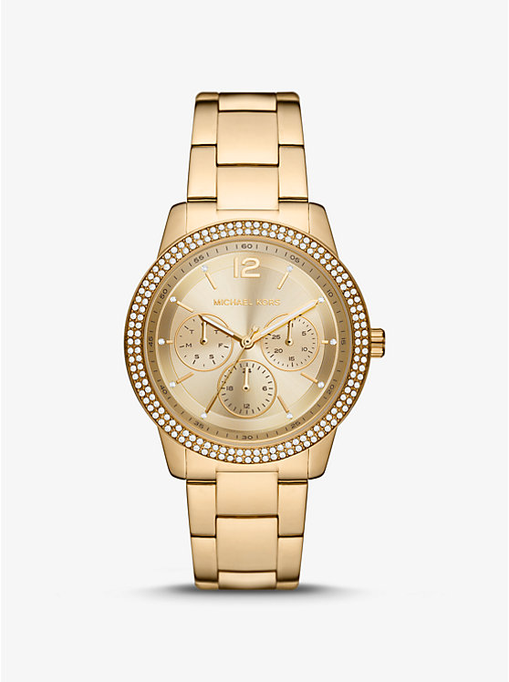 Oversized Tibby Pavé Gold-Tone Watch image number 0