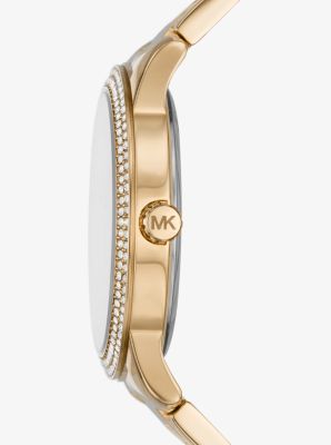 Montre Tibby surdimensionn&eacute;e dor&eacute;e &agrave; pav&eacute; in OR | Michael Kors