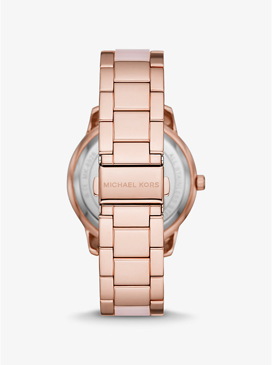 Oversized Tibby Pavé Rose Gold-Tone Blush Acetate Watch image number 2