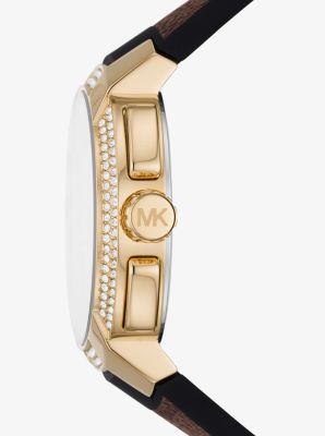 Oversized Pavé Gold-Tone and Logo Sport Watch image number 1