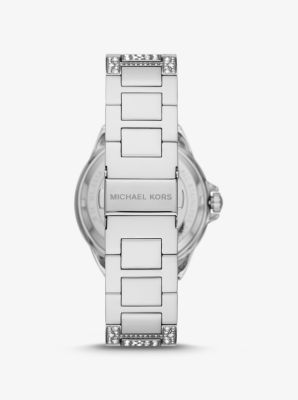 Übergroße Armbanduhr Camille im Silberton mit Pavé image number 2