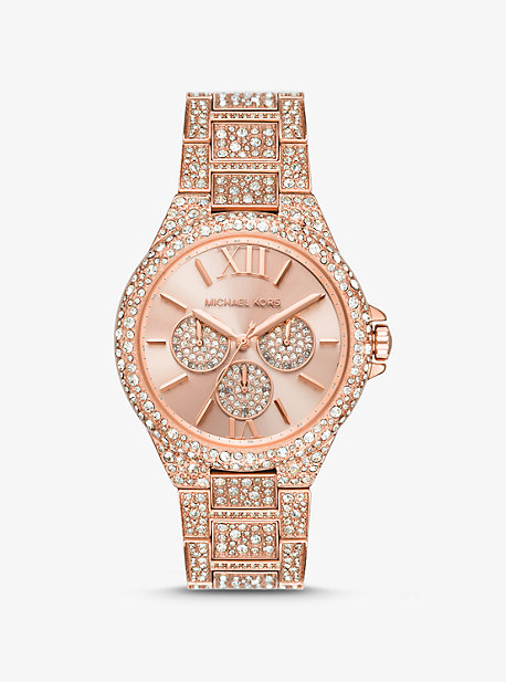 마이클 코어스 시계 Michael Kors Oversized Camille Pave Rose Gold-Tone Watch,ROSE GOLD