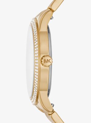 Oversized Tibby Pav&eacute; Gold-Tone Watch and Strap Set