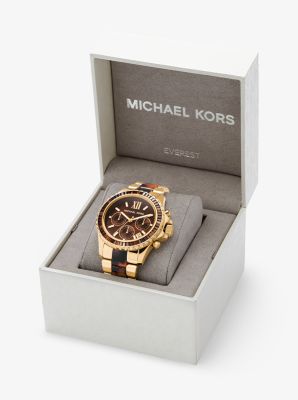 Oversized Everest Pavé Gold-Tone and Acetate Watch | Michael