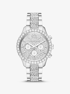 Oversized Layton Pavé Silver-Tone Watch | Michael Kors