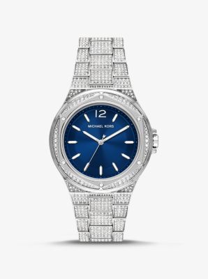 Oversized Lennox Pavé Silver-Tone Watch | Michael Kors