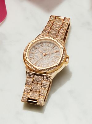 Michael Kors Extra Large Gold Mens Engraved Watch