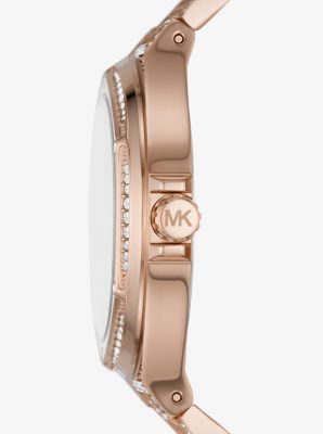 Übergroße Armbanduhr Lennox im Rosé-Goldton mit Pavé image number 1