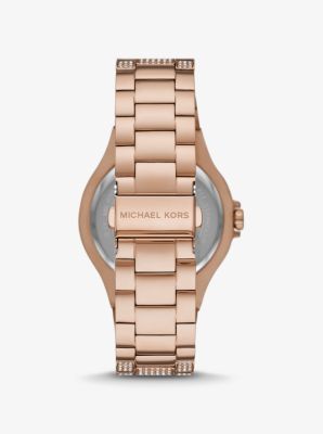Übergroße Armbanduhr Lennox im Rosé-Goldton mit Pavé image number 2