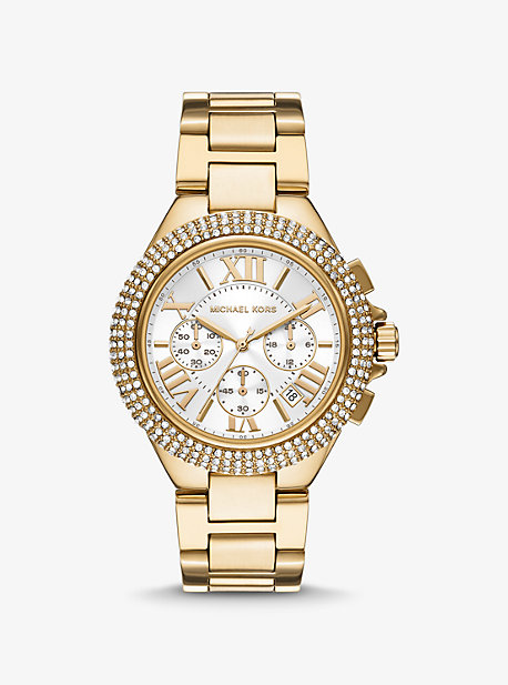 MK Oversized Camille Pave Gold-Tone Watch - Gold - Michael Kors