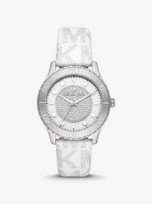 Michael kors oversized on sale runway watch silver